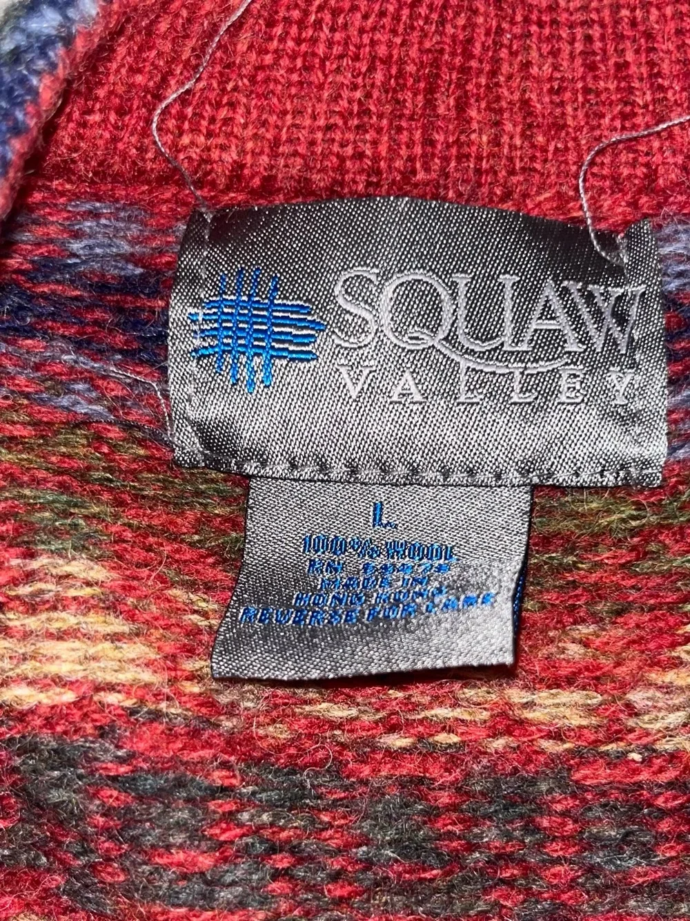 VTG Squaw Valley Cardigan Sweater Women Large Knit Wool Fair Isle Nordic Large